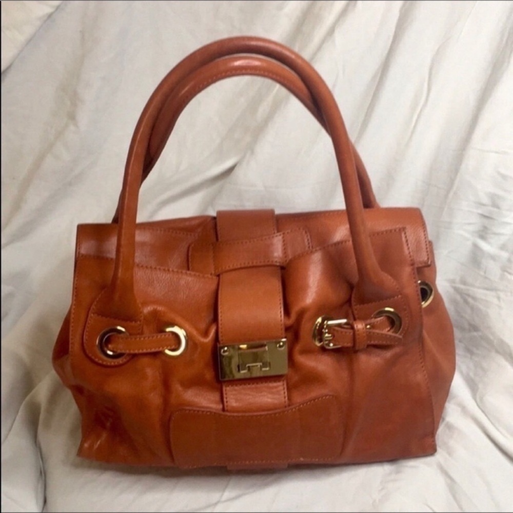 Alberta Di Canio Leather Satchel In Pumpkin Spiced